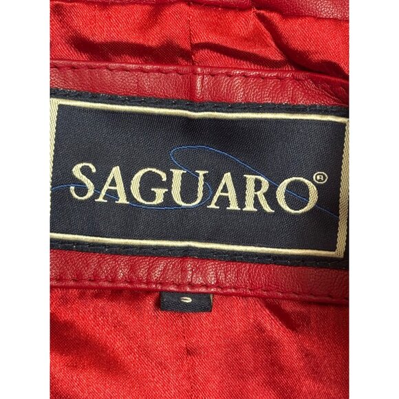 Saguaro Genuine Leather Womens Jacket Small Red Zip Front - Picture 4 of 10